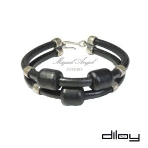 Pulsera Plata de Ley Cuero